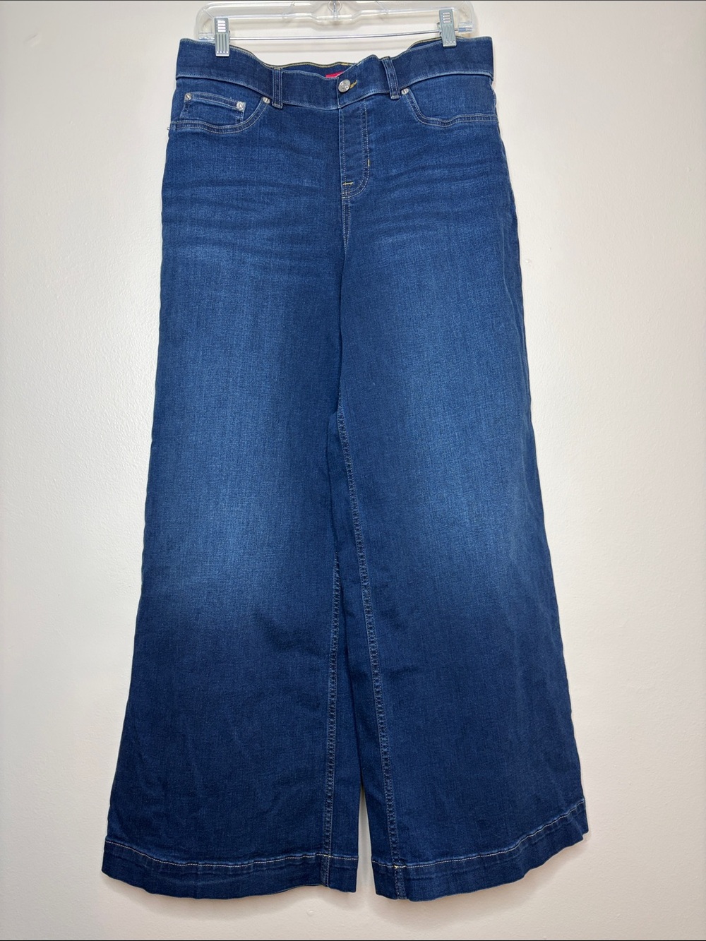 SPANXshape EveryWear Pull-On Wide Leg Jeans Blue Denim L Petite